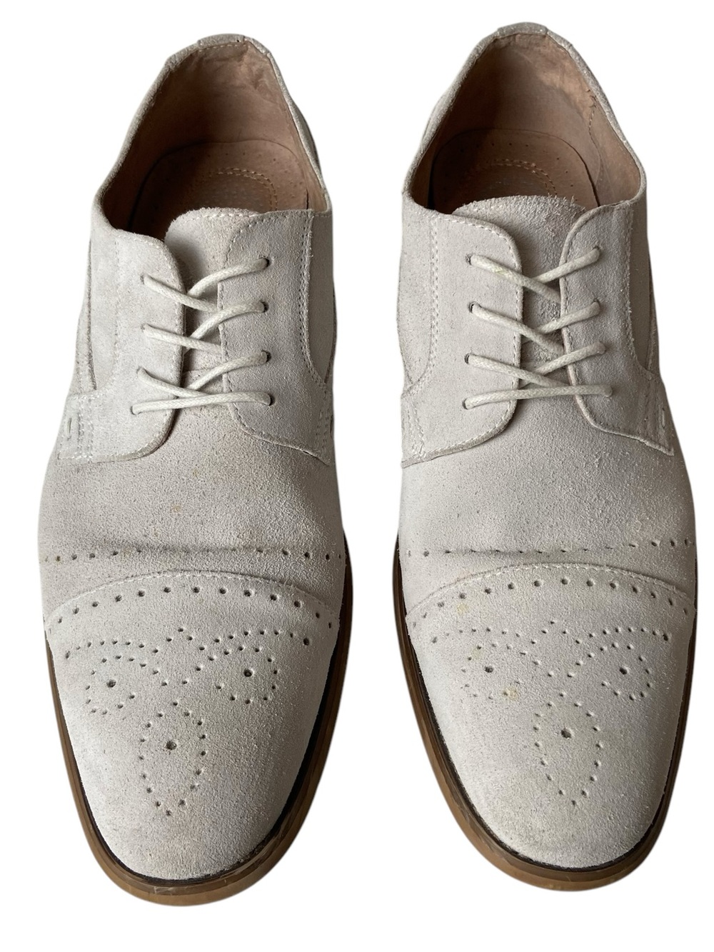 STACY ADAMS Deacon Suede Cap Toe Oxford Brogue Sandstone Sz 10.5